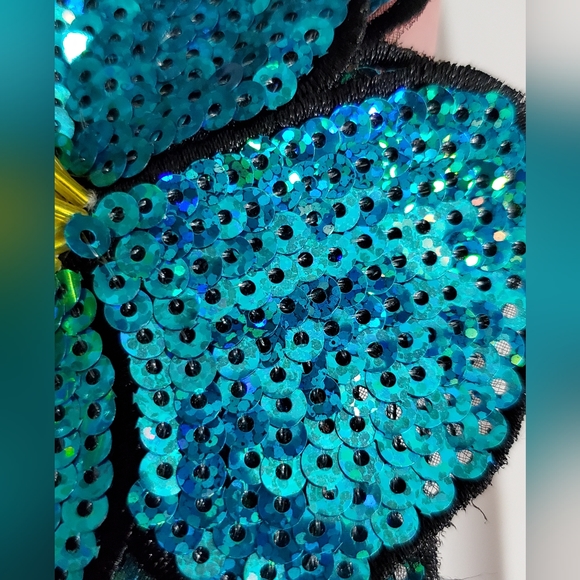 3D hibiscus beaded applique flower sew on iron on patch sequins tropical - Picture 13 of 13